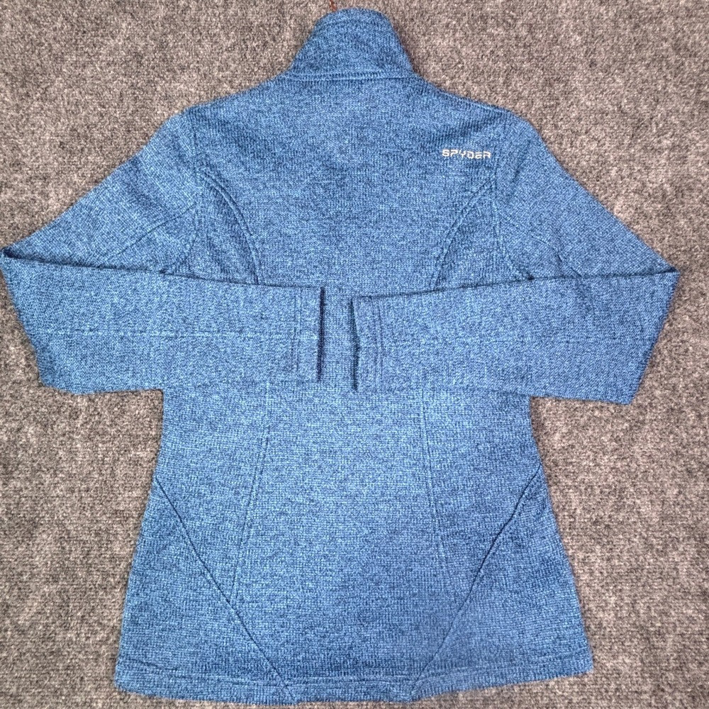 Spyder Women Blue Heathered Full Zip Fleece Lined Sweater Jacket‎ 1045348 Small - Picture 2 of 7